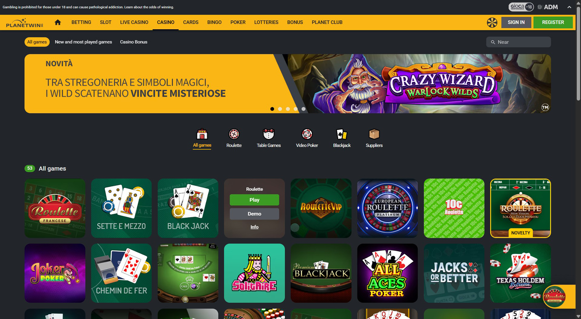10. Planetwin365- Scelta affidabile del casinò Boku