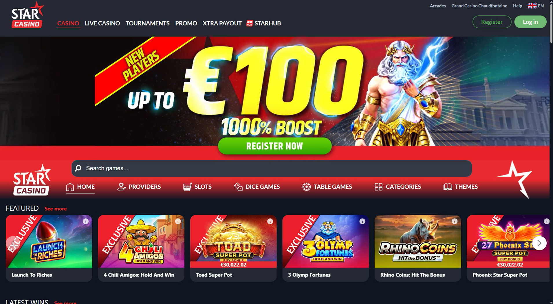 1. Star Casino- La migliore scelta per il casinò Boku